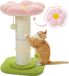 Chat Fleurs Poteau griffoir - Petit Arbre à chat - Grand poteau griffoir pour chats d'intérieur avec poteau super épais et lit amovible [Dia = 14 cm] avec plumeau - Rose