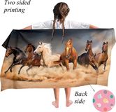 Ulticool Microvezel Kinder Sneldrogende Handdoek – 70x140 cm - Paarden Strand