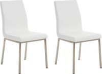 CLP Colmar Set van 2 eetkamerstoelen - RVS - Kunstleer - wit