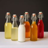 Relaxdays Set van 6 glazen flessen, 1 liter, beugelsluiting, transparant