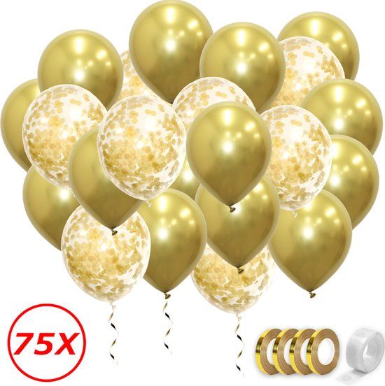 Gouden Ballonnen Confetti Verjaardag Bruiloft Feest Versiering - 75 Stuks