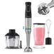 Merkloos Handmixer keukenmixer handmixer met accessoires - 1500 W - 21 snelheden - 4 messen - Zwart titanium