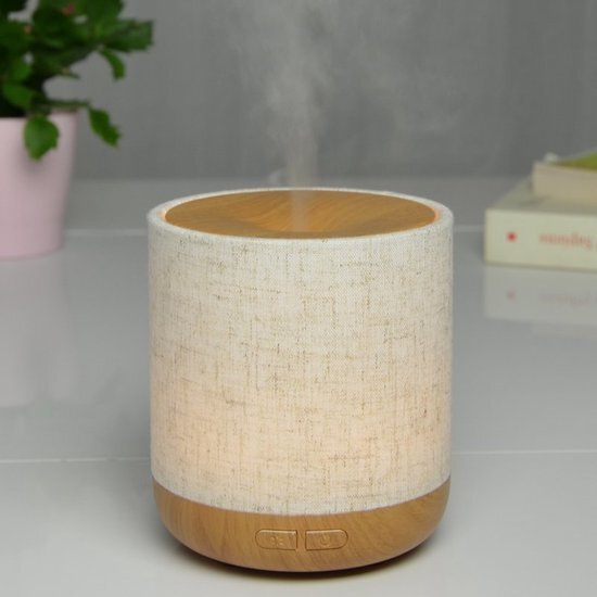 Zen'Arôme Alesia Ultrasone diffuser – koude etherische olie – origineel design, beschermhoes van linnen en houtkleur – diffusie + verlichting personaliseerbaar