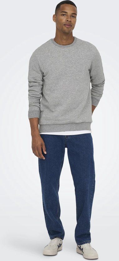 ONLY & SONS ONSCERES Crew Neck Heren Trui - Light Grey Melange - Maat XXL