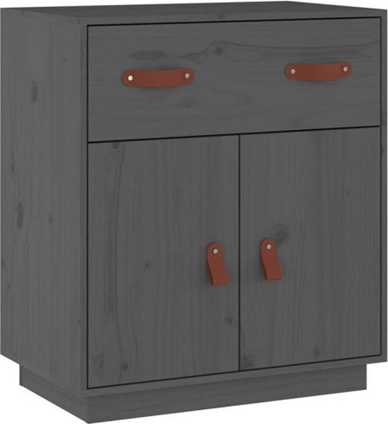 vidaXL Dressoir 65,5x40x75 cm massief grenenhout grijs