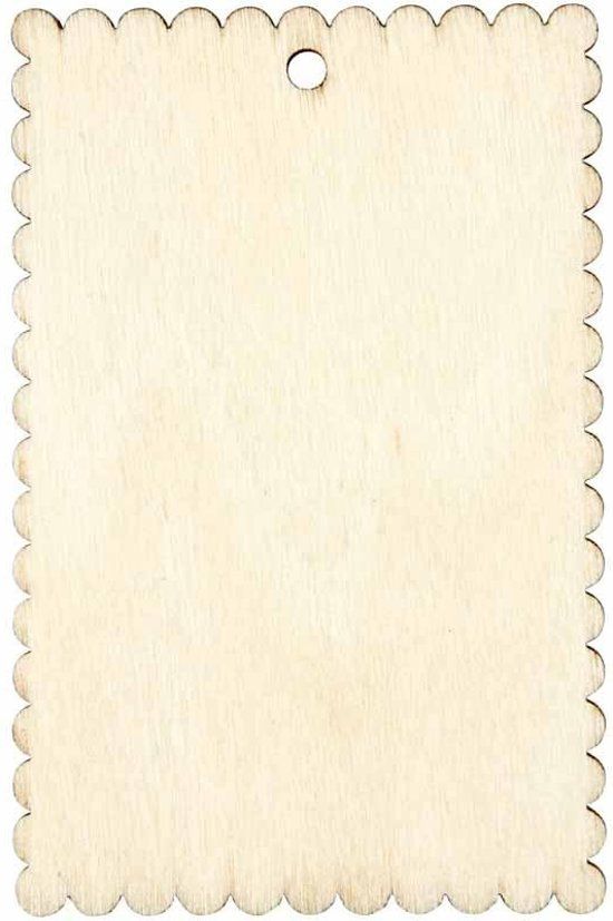Panda - Label hout, langwerpig met schulp, afm 8x5,2 cm, 8 stuks