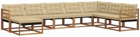 vidaXL - Buiten - bank - set - 8 - st - Natuurlijk - en - Beige - Massief - Acacia - Hout