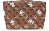 GUESS Eliette Logo Travel Top Zip Cosmetic Bag Ginger Logo bruine