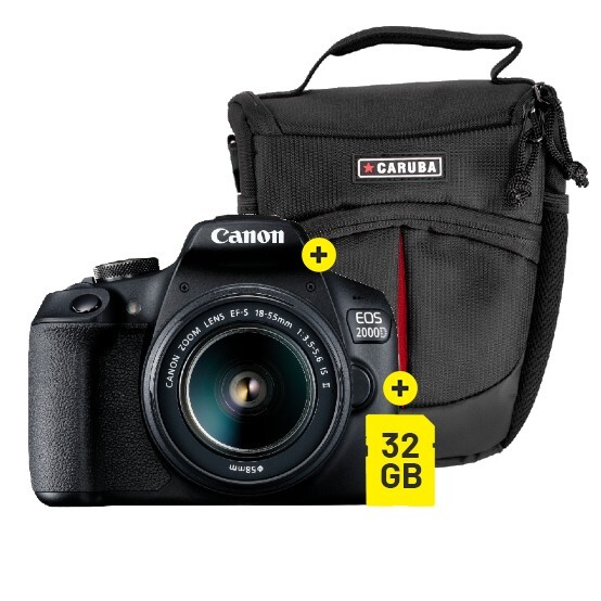 Canon EOS 2000D + EF-S 18-55MM IS II + SB100 tas + 32GB SDHC zwart