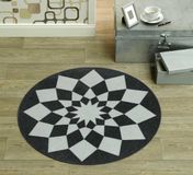 Zala Living Rond vloerkleed Tribal - grijs/zwart - 100 cm