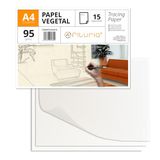 Plantpapier, Ofituria Plantpapier, A4, met gesatineerd oppervlak, 15 vellen à 95 g/m², robuust boekpapier voor technische tekeningen en knutselwerk, zuurvrij papier - gastronomie (15 vellen)