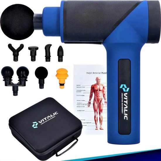 Vitalic Premium Massagegun met 7 massagekoppen en 6 snelheidstanden