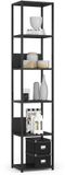 Akord Open Boekenkast, Ladderkast, Loft Design / Metalen Vakkenkast met 6 Planken / Opbergplank / Boekenrek Opslagrek / Zwart / 40 x 192 x 32 cm