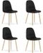 LEOBERT Set van 4 eetkamerstoelen PADVA – Fluweel zwart – Eiken poten – Modern design