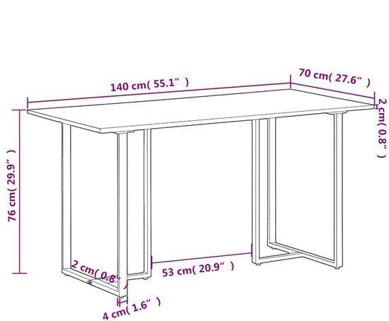 vidaXL Eettafel 140 cm Massief Gerecycled Hout