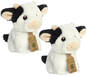 Aurora Set van 2 pluche koeien knuffels - 13 cm - Zwart/Wit