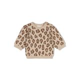 Feetje gebreide sweater met panterprint - zand