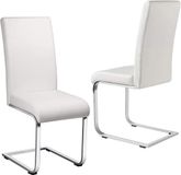 Merkloos Set van 2 Eetkamerstoelen met Kunstleer Bekleding en Roestvrijstalen Frame