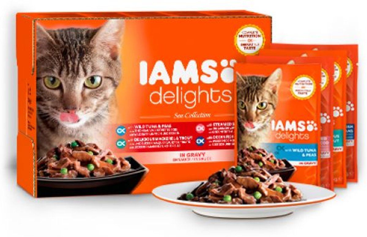 Iams cat delights multipack sea collection kattenvoer 12x85 gr