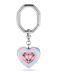 Swarovski Dulcis sleutelhanger, veelkleurig hart met snoepstreep met centraal kristal en blauwe en roze kristallen rondom, vrolijk en kleurrijk design, gerhodineerd metaal