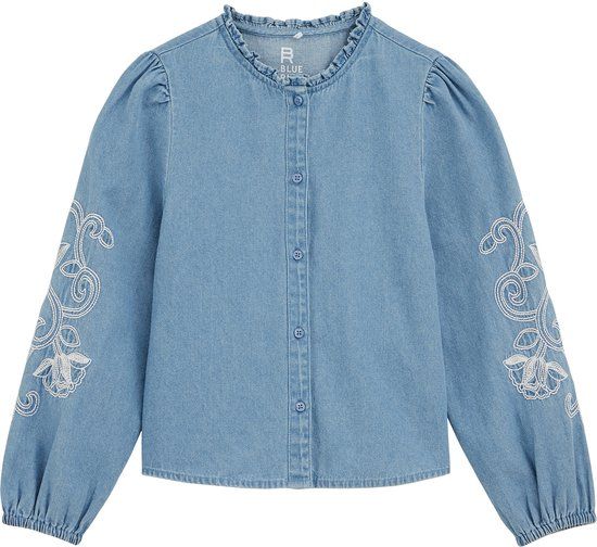 WE Fashion Meisjes denim blouse met embroideries