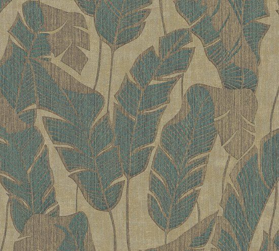 A.S. Création Jungle Bladeren Behang Botanisch Beige Groen Zwart Jade 2