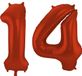 Folat Verjaardag Leeftijd folieballon - 14 jaar - rood - 86 cm - cijferballon groot
