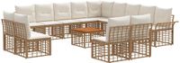 vidaXL - Hoek loungeset - 13 zitplekken - Polyester - Natuurlijk en crème wit