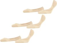 FALKE Step 3-Pack onzichtbaar effen katoen multipack footies dames beige - maat 39-40