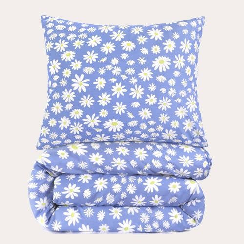 NOUS Kids katoenen dekbedovertrek kinderbed (120x150 cm) Blauw Bloemen