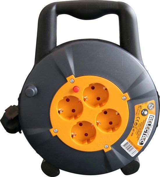 Relectric Kabelhaspel - 15m - 4 stopcontacten - Zwart