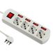 Electraline 62058 meervoudige stekkerdoos met 4 stopcontacten, 4 onafhankelijke schakelaars, 4 veelzijdige stopcontacten, wit