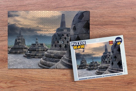 MuchoWow Puzzel Donkere wolken boven de Borobudur tempel - Legpuzzel - Puzzel 1000 stukjes volwassenen