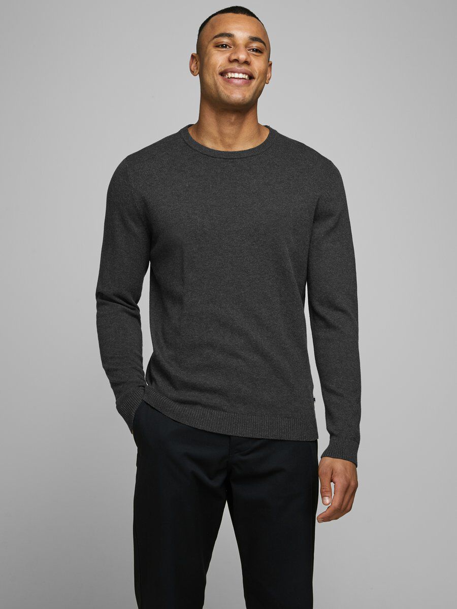 Jack & Jones JJEBASIC Knit Crew Neck Noos Men's Sweater - XXL - Grey