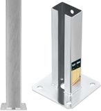 KOTARBAU® Paalhouder, Gegalvaniseerd Staal, Paalvoet, 60 x 40 mm, om te Schroeven, Zilver, Paalsteun, Weerbestendig