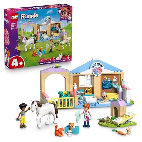 LEGO Friends Huisdierenkliniek – Educatief Speelgoed voor Kinderen met Paardenstal, 2 Poppetjes, Hond, Konijn en Kat Dieren Figuren plus Accessoires – Verjaardagscadeau voor Meisjes vanaf 4 Jaar 42696