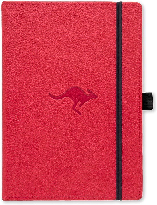 Dingbats Wildlife A5+ hardcover notitieboek - PU-leer blanco Plain Rood kangoeroe.