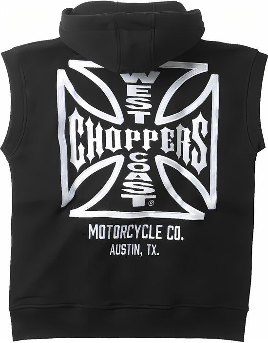 West Coast Choppers WCC OG ATX Sleeveless Zip Hoodie Bodywarmer zwart