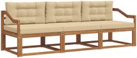 vidaXL Acacia Hout Loungeset 3-delig Natuurlijk en Beige