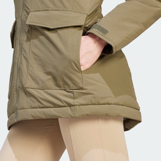 adidas Sportswear Hooded Fur Parka Dames Groen S
