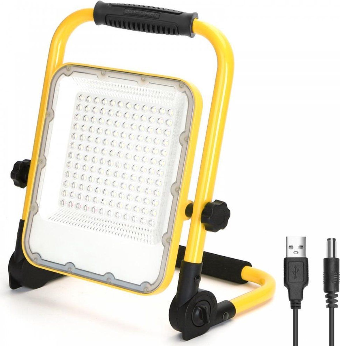 Aigostar Bouwlamp - werklicht oplaadbaar - USB | LED 100W=250W schijnwerper | daglichtwit 6500K - 3 standen + flits blauwrood | waterdicht IP65