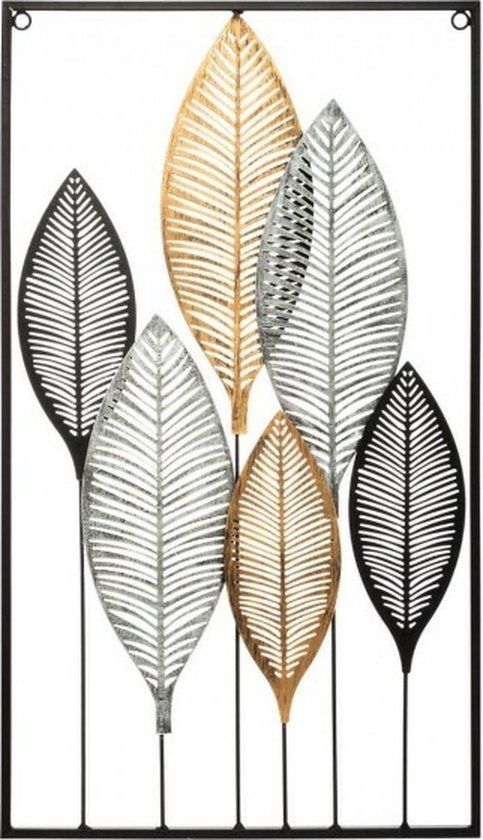 Ffa 2020 Blad metalen wanddecoratie - 37 x 65 cm - Multicolor