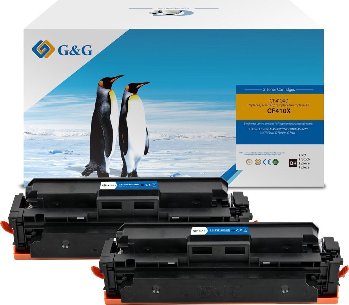 G&G HP 410X (CF410X) Tonercartridge Zwart 2-pack Huismerk