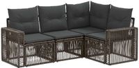 vidaXL Tuinbankenset 4-persoons polyrattan grijs en donkergrijs