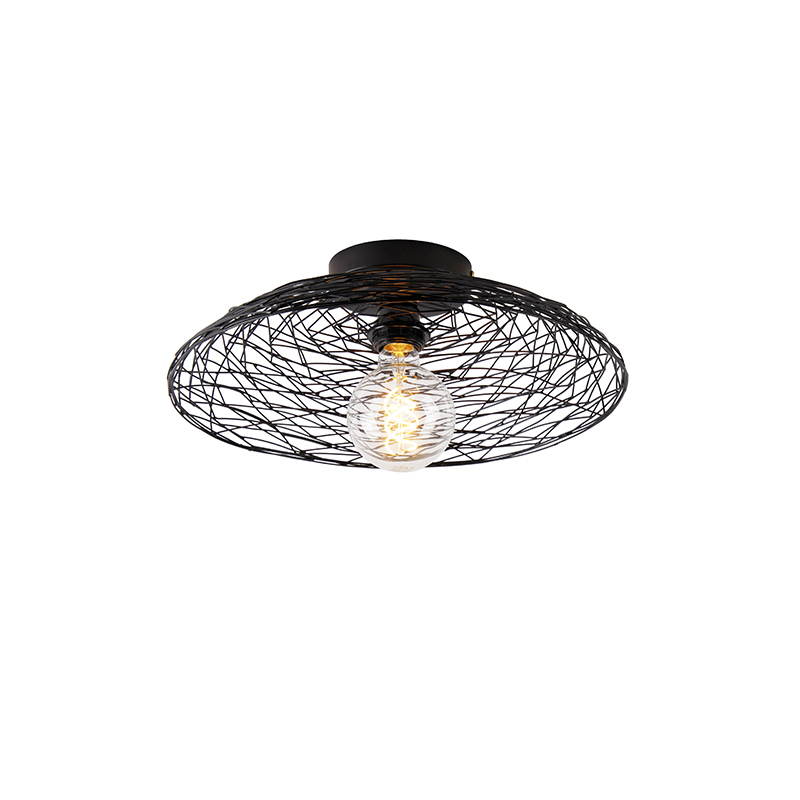 QAZQA Oosterse plafondlamp zwart 40 cm - Glan