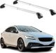 Aurilis Omac Barres De Toit Transversales Certifiées Tüv Pour Volvo V40 Cross Country 2013-2019 – Verrouillables (4 Antivols) – Charge Max 100 Kg – Sangle Inox + Protection Caoutchouc Argent