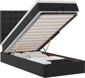 vidaXL Ottoman bed met matras en LED's - 90x190 cm - Kunstleer - Zwart