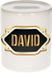 Bellatio Decorations Shoppartners Bv Spaarpot met voornaam David - wit - met goud/zwart embleem - 8 x 9 cm - keramiek - met afsluitdop - cadeau verjaardag