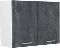 Vicco Glazen keukenkast R-Line, Zwart beton/Wit, 80 cm