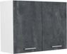 Vicco Glazen keukenkast R-Line, Zwart beton/Wit, 80 cm